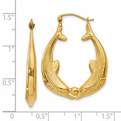 14K Gold Polished Dolphin Hoop Earrings for Women Elegant Style
