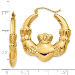 Sophia Jewelers 14K Gold Polished Claddagh Hoop Earrings for Women