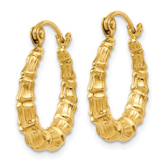14K Gold Polished Bamboo Hoop Earrings with Elegant Hollow Design