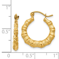 14K Gold Polished Bamboo Hoop Earrings for Women Elegant Creole Design