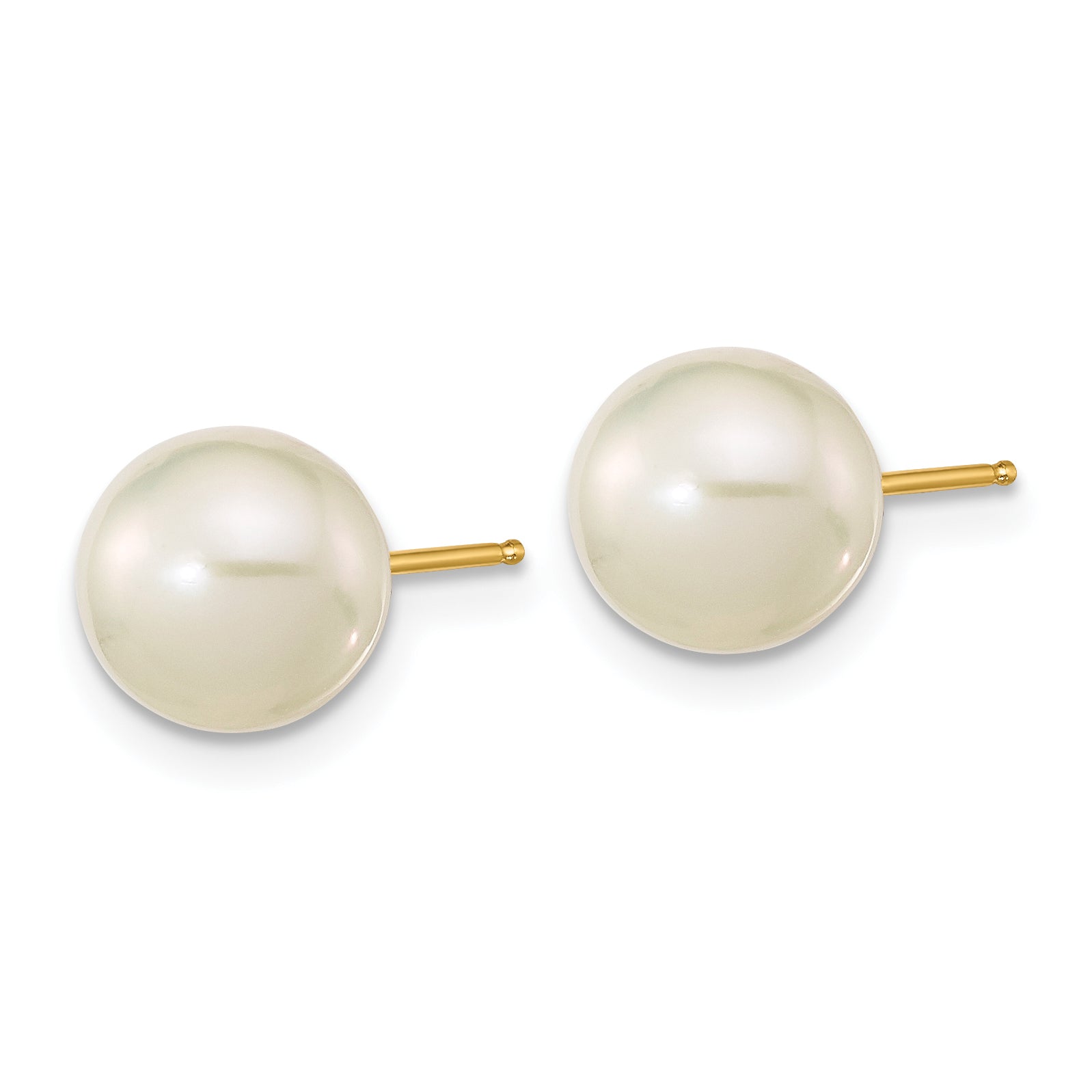 14K Madi K 7-8mm White Round Freshwater Cultured Pearl Stud Post Earrings