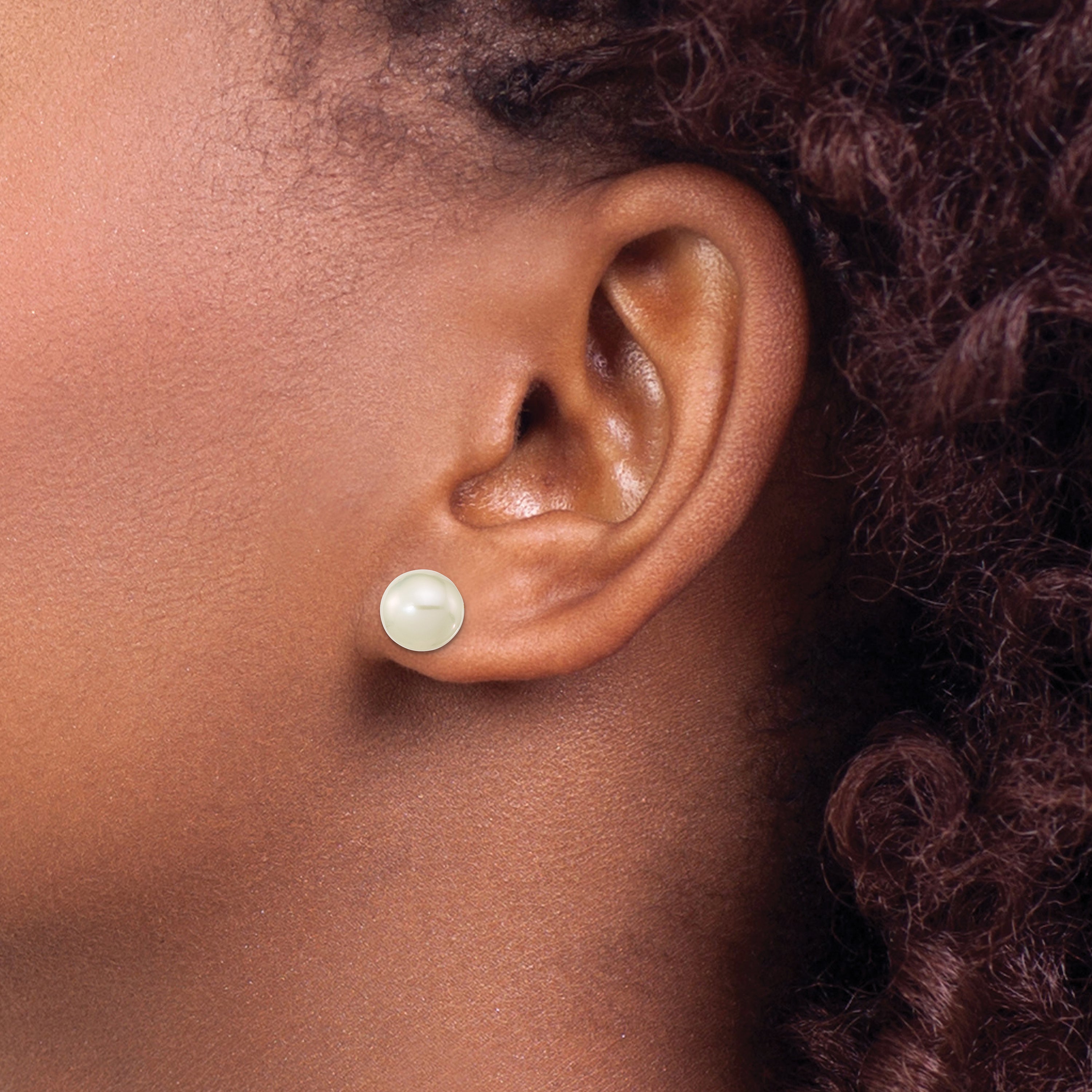 14K Madi K 7-8mm White Round Freshwater Cultured Pearl Stud Post Earrings