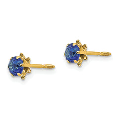 14K Gold Women's CZ Birthstone Stud Earrings with Screwback