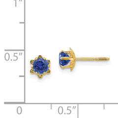 14K Gold Women's CZ Birthstone Stud Earrings with Screwback
