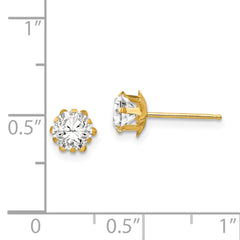 14K Gold April Birthstone CZ Stud Earrings Elegant Polished Finish