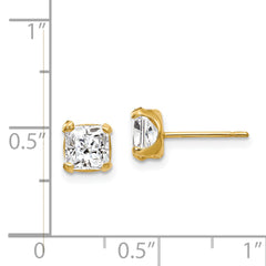 14K Gold Square CZ Stud Earrings with Polished Nickel-Free Finish