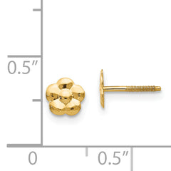 14K Gold Polished Flower Earrings with Post Back for Women