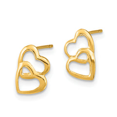 14K Gold Polished Heart Earrings for Women Nickel Free Elegance