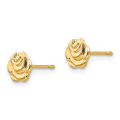 14K Gold Flower Post Earrings with Polished Finish, Nickel-Free