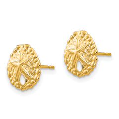 14K Gold Sand Dollar Earrings with Polished Finish and Nickel-Free