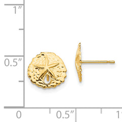 14K Gold Sand Dollar Earrings with Polished Finish and Nickel-Free