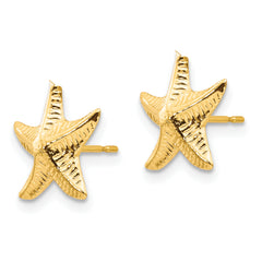 14K Yellow Gold Starfish Earrings with Polished Finish and Nickel-Free Design