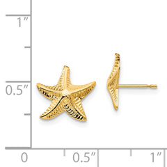 14K Yellow Gold Starfish Earrings with Polished Finish and Nickel-Free Design