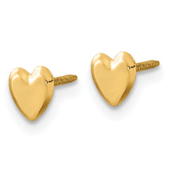 14K Gold Solid Heart Post Earrings for Women Polished Nickel-Free Design
