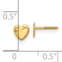 14K Gold Solid Heart Post Earrings for Women Polished Nickel-Free Design