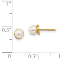 14k Madi K 4-5mm Semi-round FW Cultured Pearl Love Knot Post Earrings