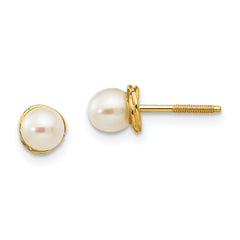14k Madi K 4-5mm Semi-round FW Cultured Pearl Love Knot Post Earrings