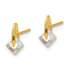 14K Gold Children's Polished CZ Earrings with Gift Box