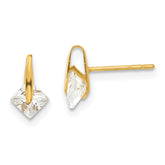 14ky Madi K Childrens Polished Square CZ Post Earrings