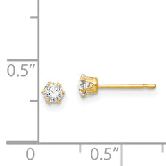 14K Gold Polished CZ Stud Earrings for Women Elegant Style