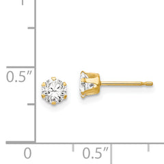 14K Gold CZ Stud Earrings with Polished Finish for Women