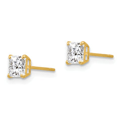 14K Gold Women's CZ Stud Earrings with Polished Finish