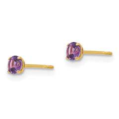 14K Gold Amethyst Stud Earrings with Polished Finish