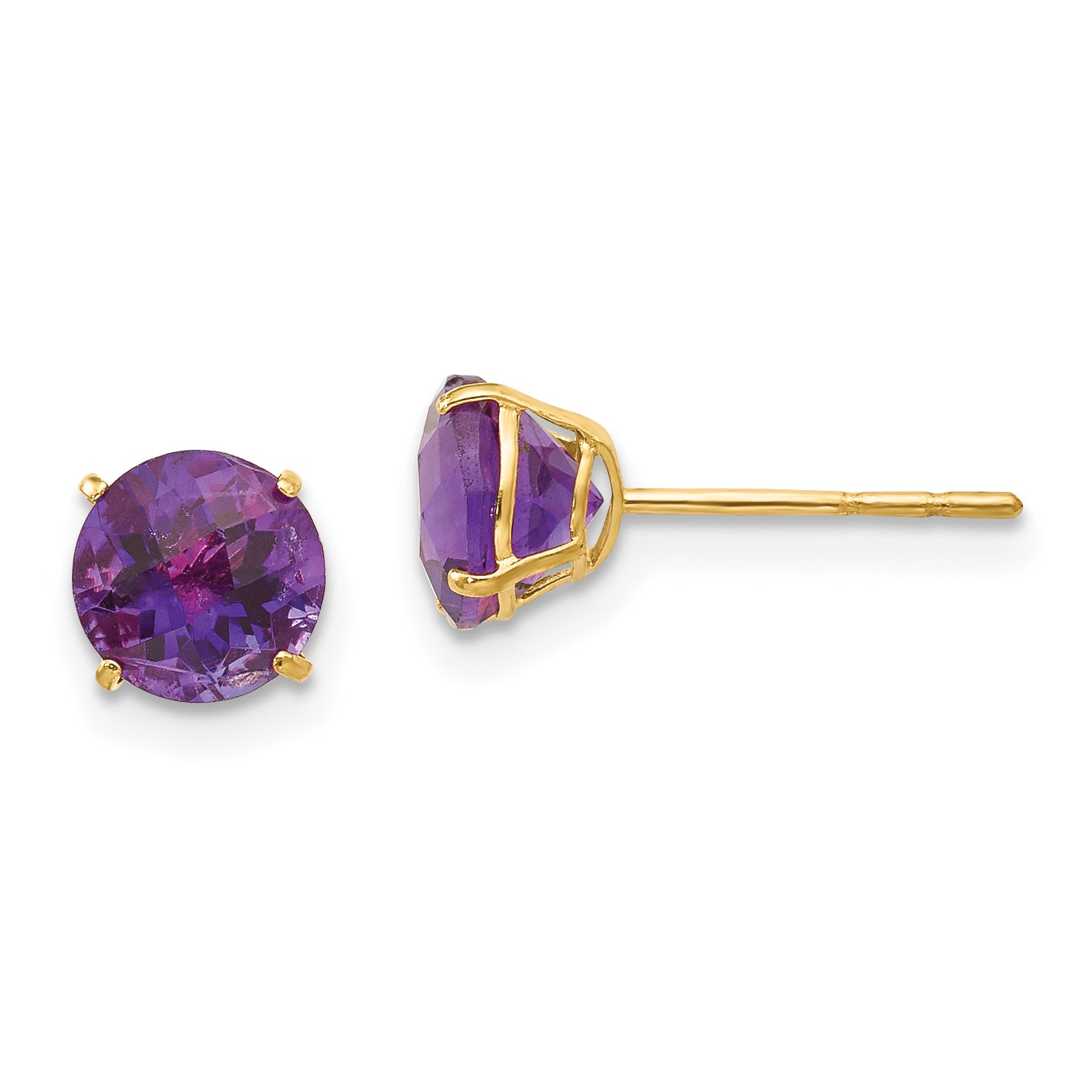 14k Madi K Round Amethyst 6mm Post Earrings