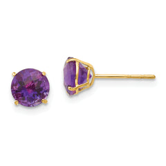 14k Madi K Round Amethyst 6mm Post Earrings