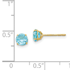 14K Gold Blue Topaz Stud Earrings Elegant Polished Finish