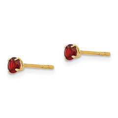 14K Gold Garnet Stud Earrings with Polished Finish