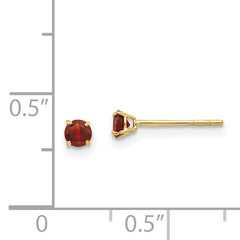 14K Gold Garnet Stud Earrings with Polished Finish