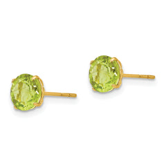 14K Gold Peridot Stud Earrings with Polished Finish
