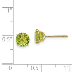 14K Gold Peridot Stud Earrings with Polished Finish