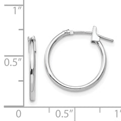 14K White Gold Polished Hoop Earrings with Rhodium Elegance