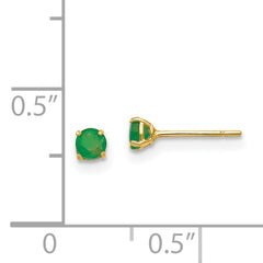 14K Gold Emerald Stud Earrings with Polished Finish