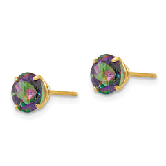 14K Gold Mystic Topaz Stud Earrings Elegant Polished Finish