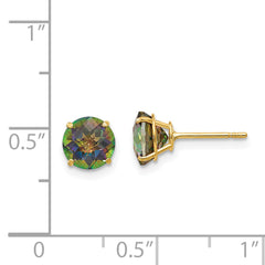 14K Gold Mystic Topaz Stud Earrings Elegant Polished Finish