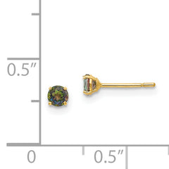 14K Gold Mystic Topaz Stud Earrings with Polished Finish for Women