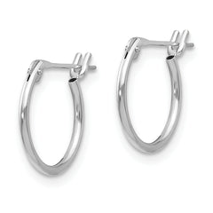 14K White Gold Polished Hoop Earrings with Rhodium Finish for Women