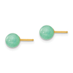 14K Gold Green Stone Earrings with Polished Finish for Women