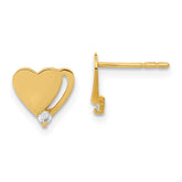 14ky Madi K Childrens Polished CZ Heart Post Earrings