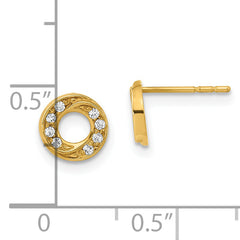 14K Gold Children's Polished CZ Earrings with Yellow Sparkle