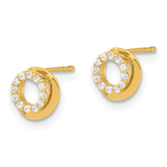 14K Gold Children's CZ Circle Earrings with Polished Finish Gift Ready