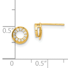 14K Gold Children's CZ Circle Earrings with Polished Finish Gift Ready