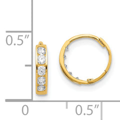 14K Gold Hinged Hoop Earrings with Polished CZ Elegance