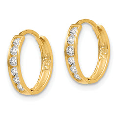14K Gold Cubic Zirconia Hinged Hoop Earrings for Women Elegant Polished Finish