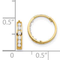 14K Gold Cubic Zirconia Hinged Hoop Earrings for Women Elegant Polished Finish