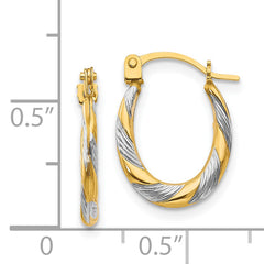 14K Gold Twisted Hoop Earrings with Rhodium Polish