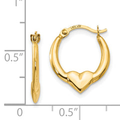 14K Gold Polished Heart Hoop Earrings Nickel Free for Women